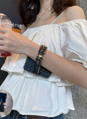 高级感编织纹皮腕带适用华为PuraX手机壳p50pocket2折叠屏nova荣耀magicvflip2防摔oppofindn3/n2男女款vivoX