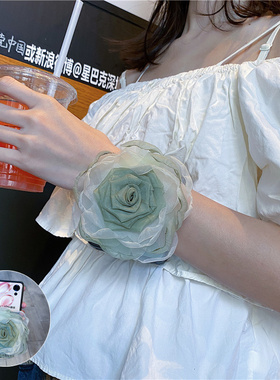 渐变丝绸花朵腕带适用荣耀magicVflip2手机壳p50小折叠屏purax华为pocket2保护套novaflip支架oppofindn3/n2