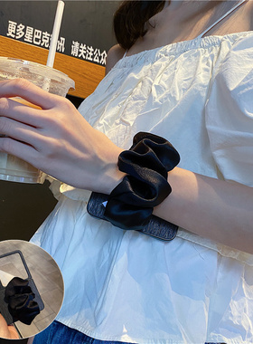 高级黑适用华为PuraX手机壳阔折叠典藏版p50pocket2弹力丝绸手腕带nova荣耀magicVflip2女oppofindn3n2/vivoX