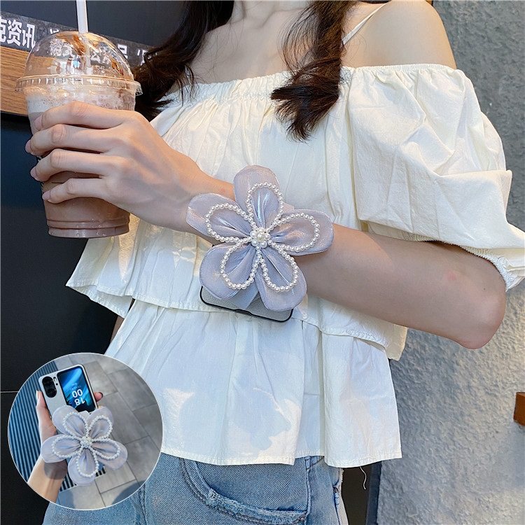 珍珠花腕带适用oppoFindn2/n3flip手机壳小折叠屏华为pocket2小米MIXflip女款purax典藏版保护套S三星ZFlip7