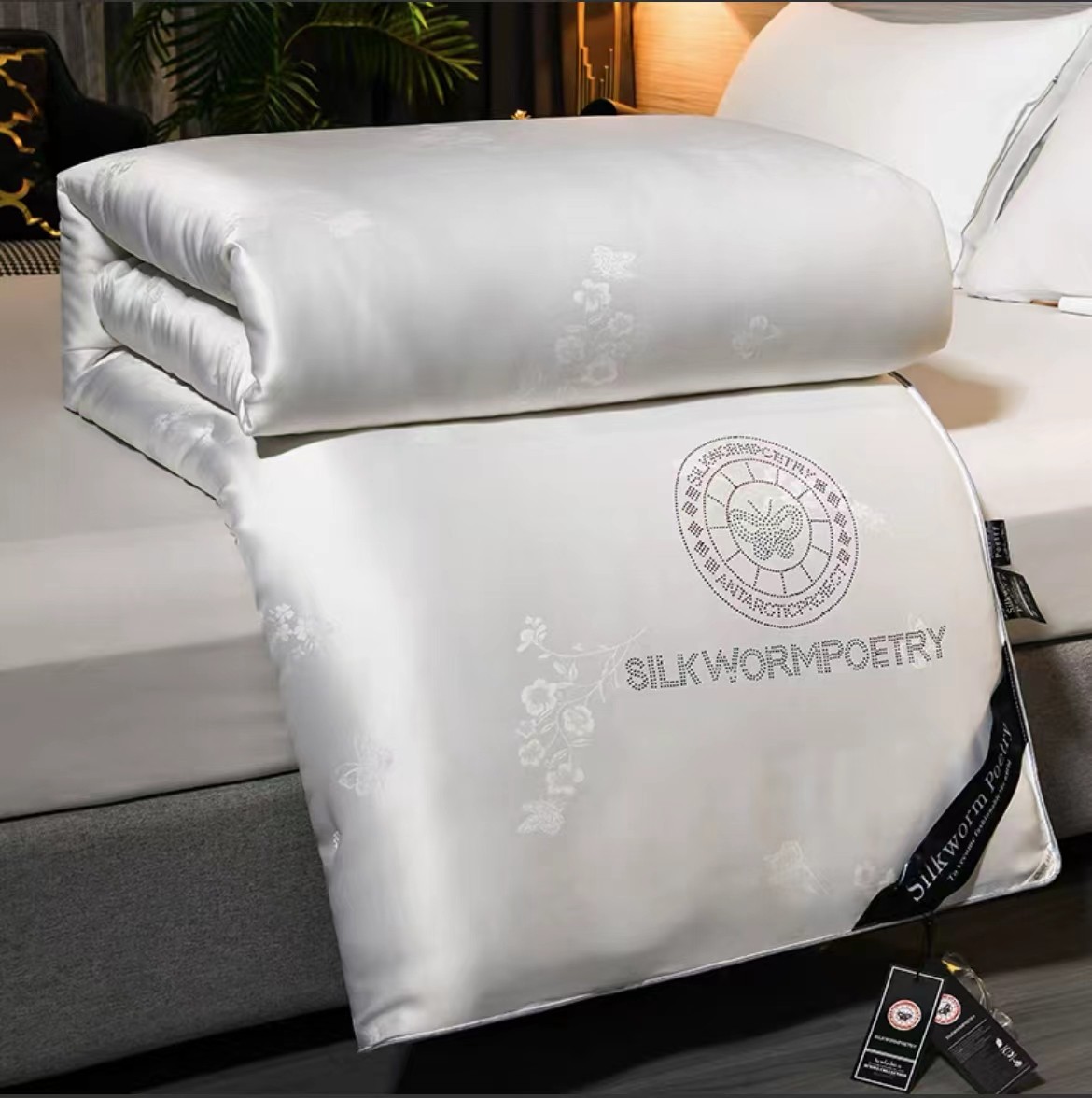 2025新款蝴蝶封口蚕丝被夏凉被春秋冬加厚被莫代尔提花手工订花被