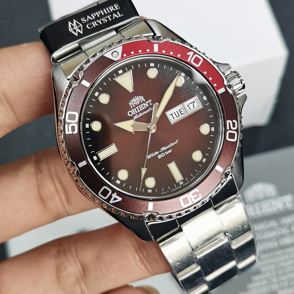 orient东方双狮mako自动机械男士手表ra-aa0814r运动潜水红色日本