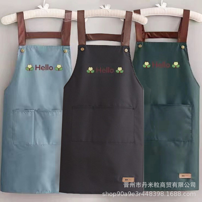 围裙防水防油男女款厨房做饭围腰纯色简约背带大兜餐厅工作服加长