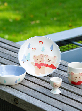 PAGOO泰国进口卡通陶瓷儿童餐具套装可爱饭碗釉下彩碗盘生日礼物