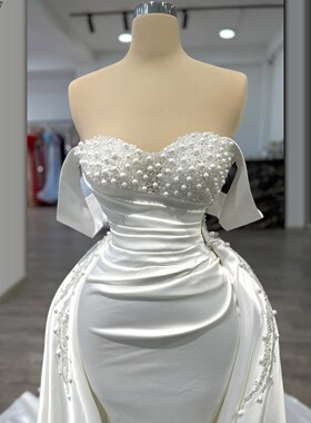 Wedding Dress时尚气质女王一字肩白色蓬蓬裙轻婚纱影楼写真礼服