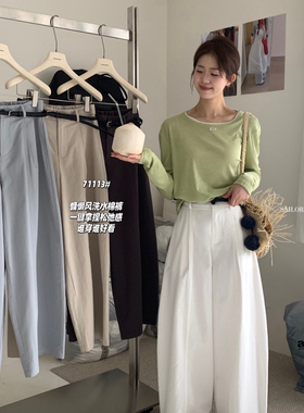 想象SAILORMOON -26年早春韩系后松紧直筒裤休闲裤(配腰带)71113