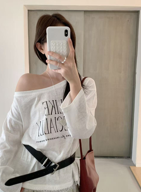 ULOUR/U粒-26年早春内搭外穿百搭字母蕾丝长袖T恤95195