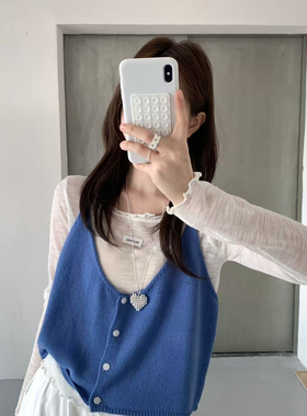 ULOUR/U粒-26年早春泡菜国同款韩系叠穿针织衫(配背心)55570