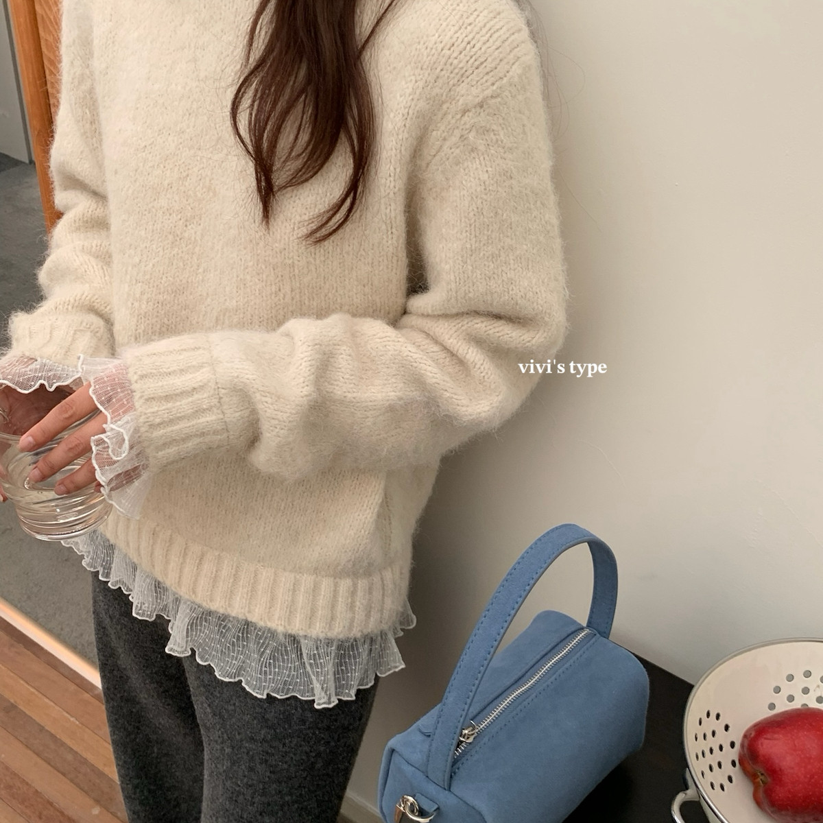 VIVIS TYPE-冬上新网纱拼接百搭保暖毛衣YS1-1730