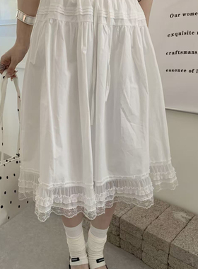 ULOUR/U粒-26年早春泡菜国同款蕾丝叠穿五分裙半身裙75126