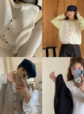 ULOUR/U粒-26年早春上新镂空V领韩系叠穿针织马甲E817