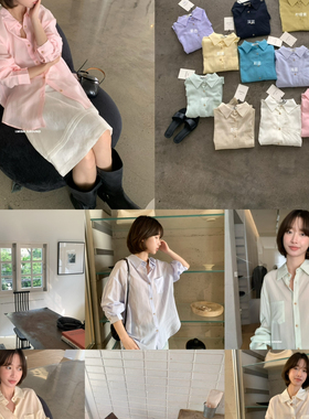 IMISS-26年早春上新韩标通勤百搭翻领单口袋衬衫R80911