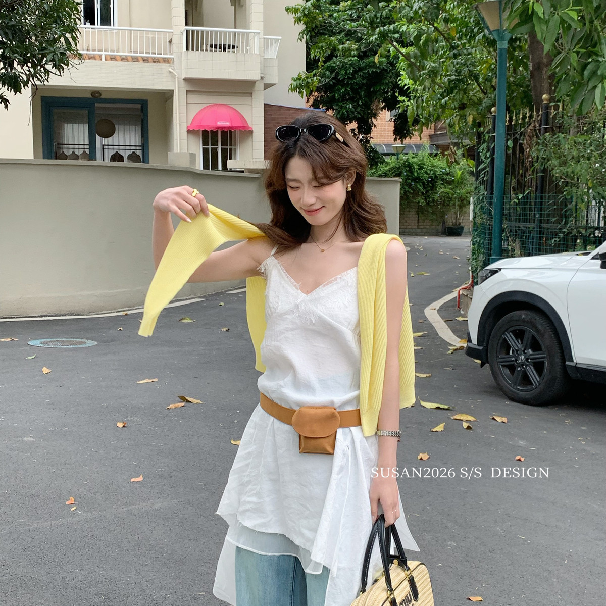 SUSAN-新补单款法式高级感不规则叠穿吊带连衣裙(只卖裙子)Si100