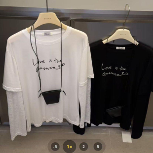 配包包 T恤 3256s 上新贴肤冰凉感～韩系慵懒宽松假两件长袖 SUSAN