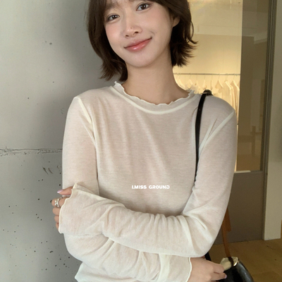 IMISS-26年春款上新爆款卷边天丝麻长袖T恤R90602