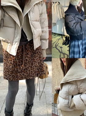 MZI STUDIO-感冬日时尚针织拼接翻领縫衍时尚保暖羽绒服外套17308