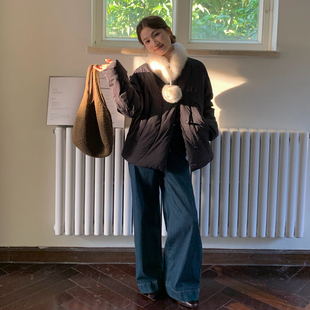 冬季百搭LOVELY韩版设计感优雅单排扣保暖90白鸭绒羽绒服外套R032