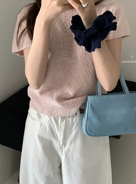 想象SAILORMOON -26年早春韩系温柔风肌理感短袖针织衫YS1-88055