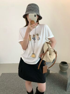 ACME PRETTY韩版夏季基础时尚百搭圆领卡通印花短袖T恤上衣女W773