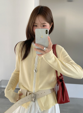 ULOUR/U粒-26年早春小设计感撞边设计休闲针织开衫z3909