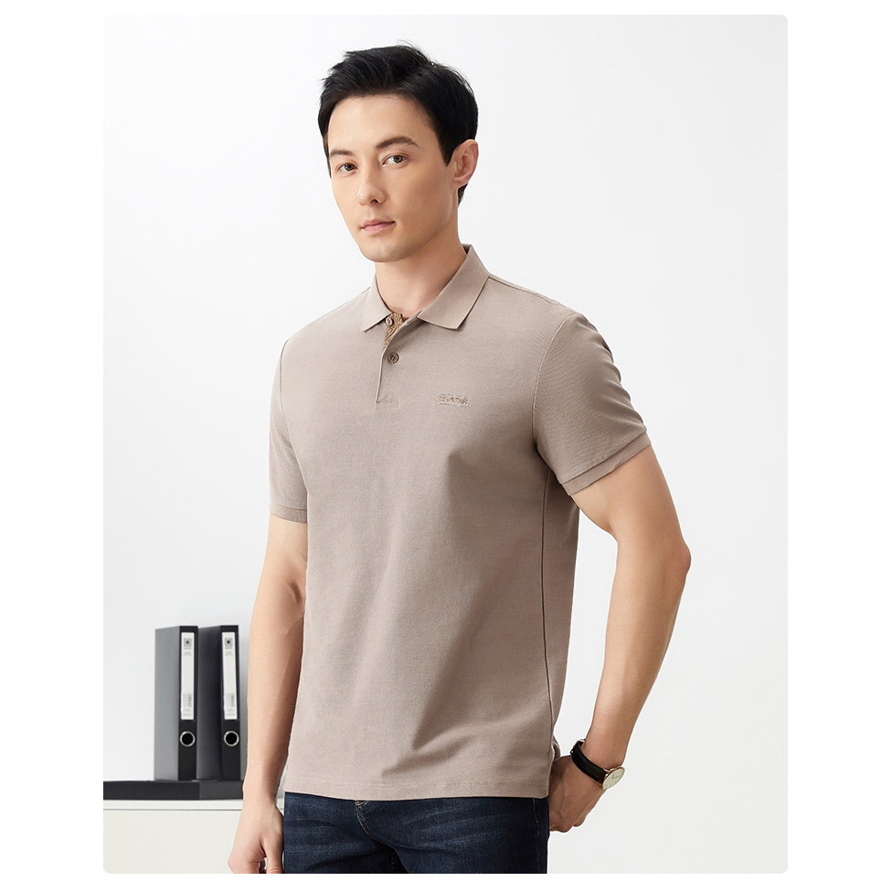普洛克新款现货男T恤 轻熟休闲丝光棉纯色翻领短袖T恤夏直筒POLO1