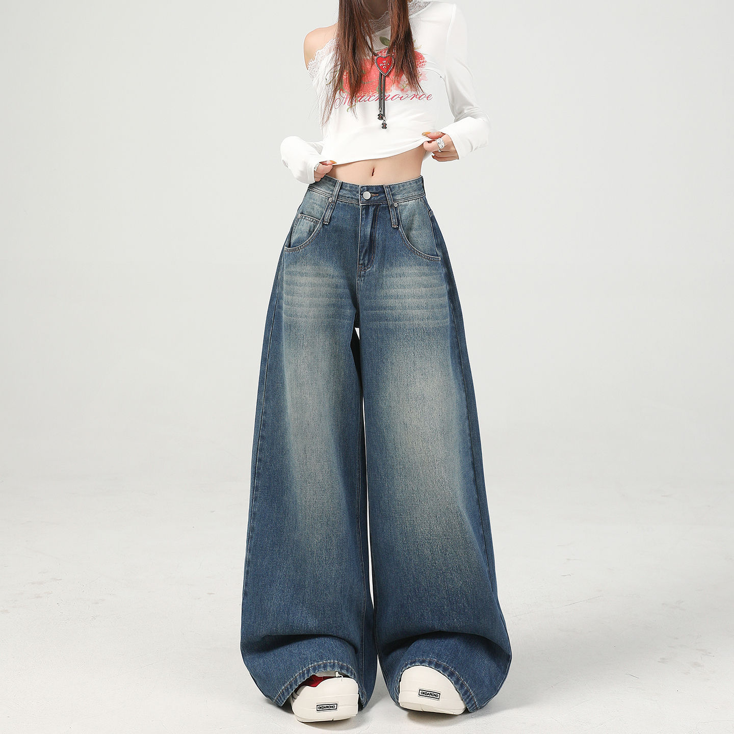 小仙女复古阔腿牛仔裤女春秋2025新款宽松显瘦垂感休闲百搭直筒