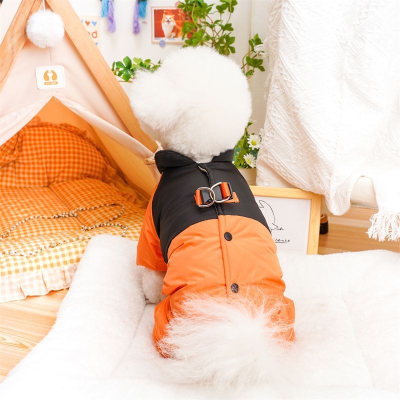 狗狗衣服冬装四脚比熊棉衣博美保暖中小型犬宠物秋冬季可牵引衣服