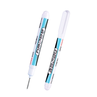 白色长头记号笔工地专用防水不掉色长嘴计号笔油性深孔标记笔细头速干轮胎白笔特殊用途多功能瓷砖木工笔加长