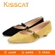 KISSCAT接吻猫2026尖头低跟蝴蝶结水钻一字带玛丽珍鞋 浅口单鞋 女
