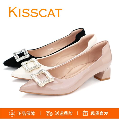 接吻猫水钻真皮鞋女鞋K75165A-10