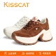 老爹鞋 KISSCAT接吻猫2026新款 布雷拼接厚底系带增高休闲运动鞋 女