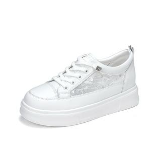 HARSON哈森2026新款厚底内增高网面透气一脚蹬小白鞋女HCM260308