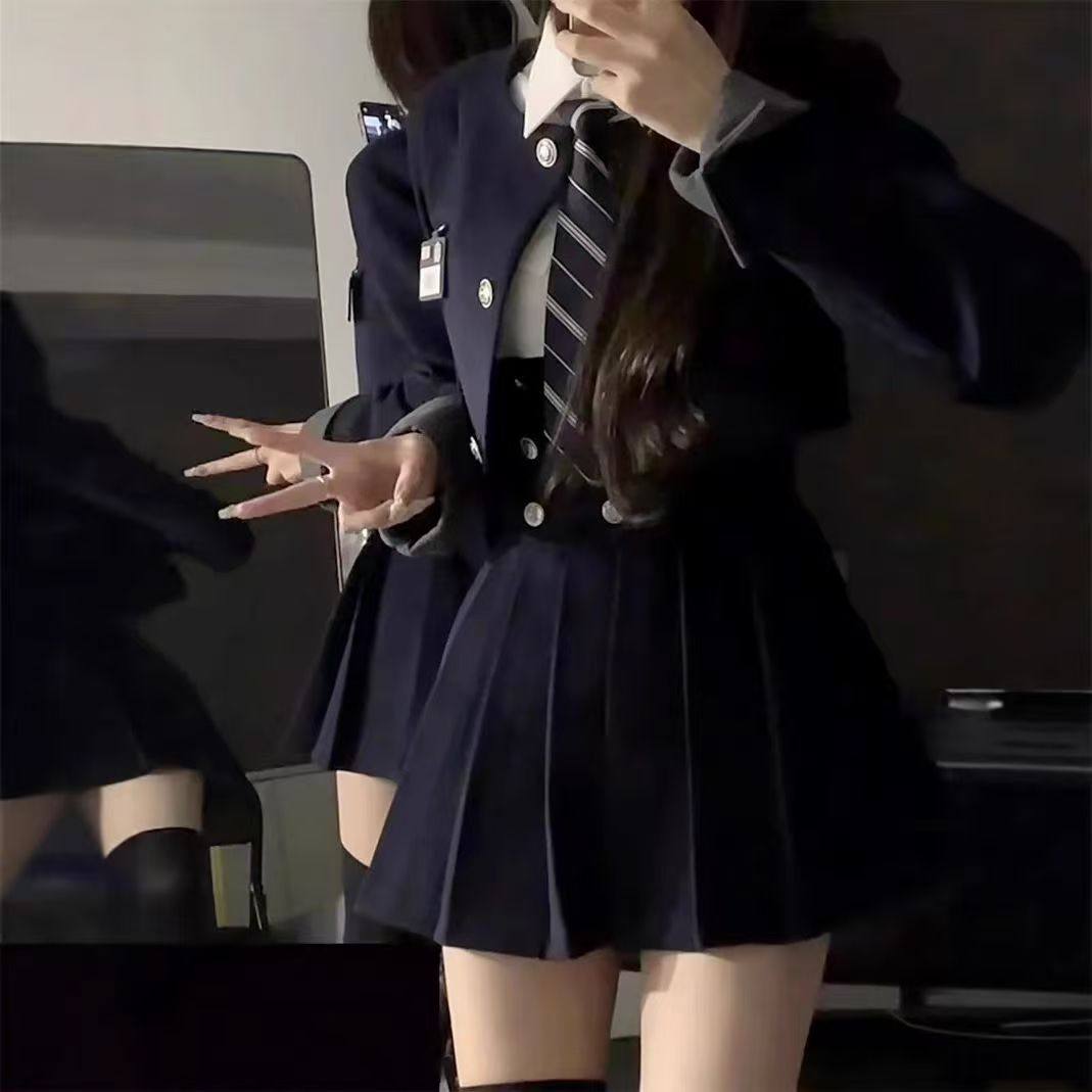 短款西装外套jk制服美式学院风