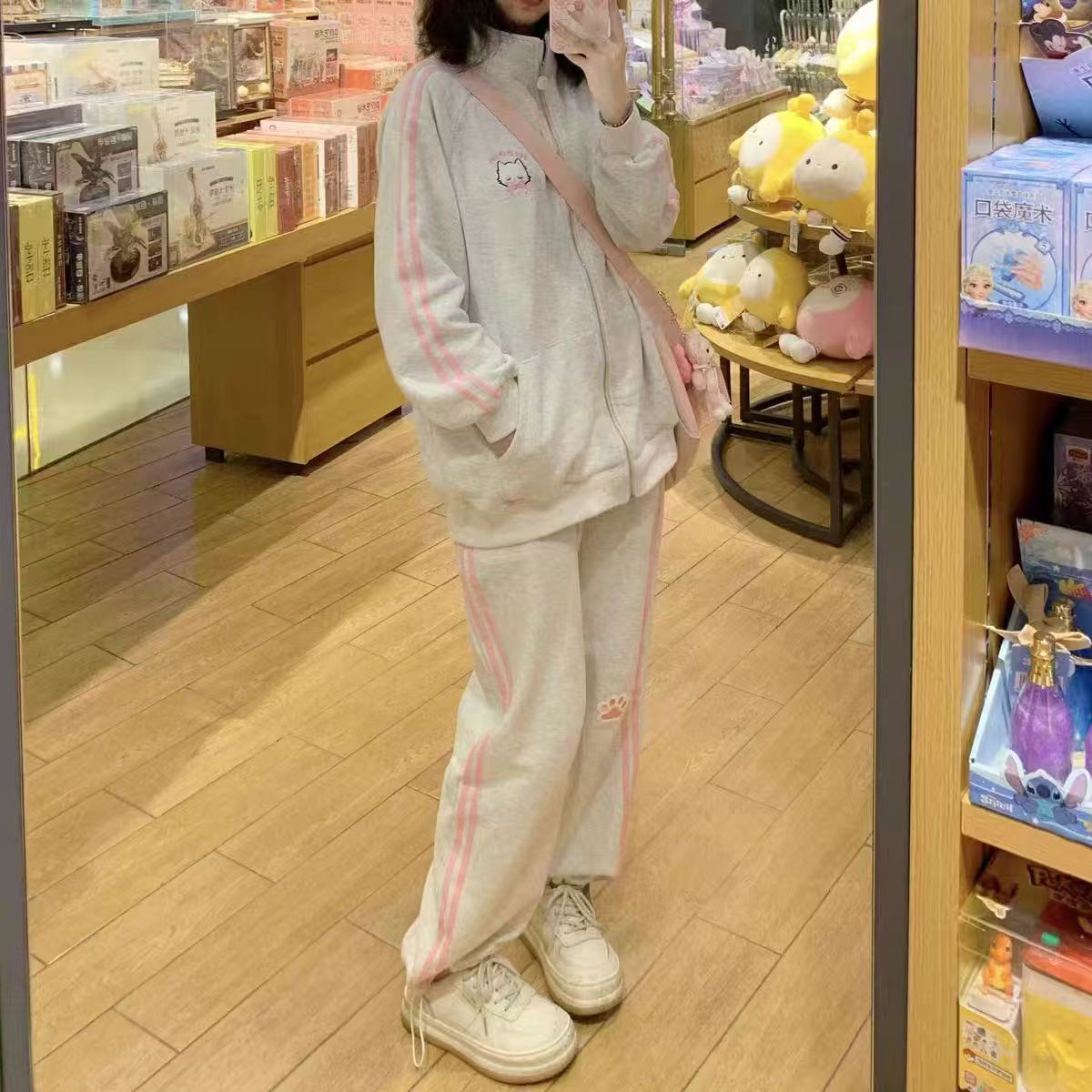 休闲运动服套装女秋冬季卫衣阔腿长裤可爱少女宽松显瘦跑步两件套