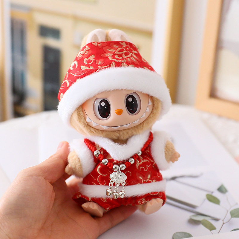 一代二代拉布布挂件娃衣过年红色新年娃衣唐装套装坐姿可穿仅衣服