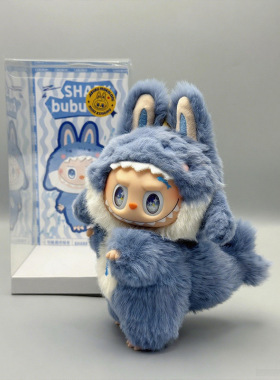 labubu娃衣蓝色鲨鱼拉布布衣服15-17cm一代二代三代【不含玩偶】