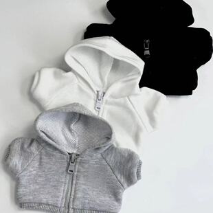 【现货批发】10cm棉花娃娃衣服娃衣无属性潮牌黑白灰连帽卫衣外套