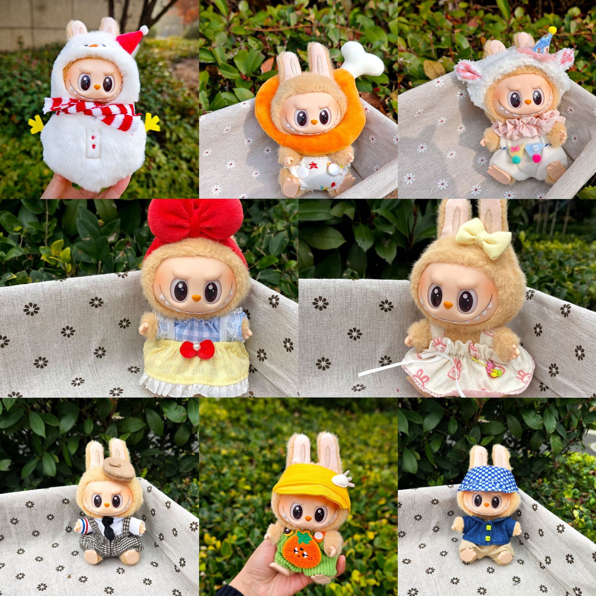 17cm一二代拉布布Labubu衣服挂件坐坐派娃衣休闲时尚背带等 汇总2