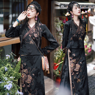 实拍新中式汉服改良女装中国风提花刺绣唐装民族风上衣汉服套装