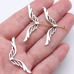 20个/包 39x13mm 古银色锌合金材质 翅膀小孔珠 ABD-C16566