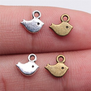 40个/包 8x7mm 多色DIY饰品配件 小小鸟吊坠 ABD-C11035