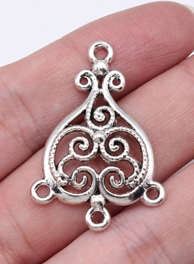 10个/包 37x25mm 多色 锌合金 几何花形耳环连接件 ABD-C16325