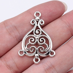 10个/包 37x25mm 多色 锌合金 几何花形耳环连接件 ABD-C16325