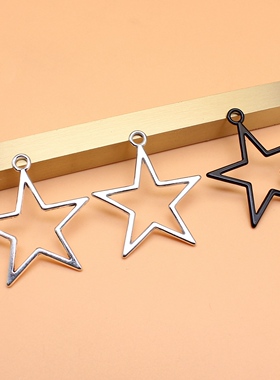 10个/包 36x33mm 多色锌合金材质 镂空五角星吊坠 ABD-C14936