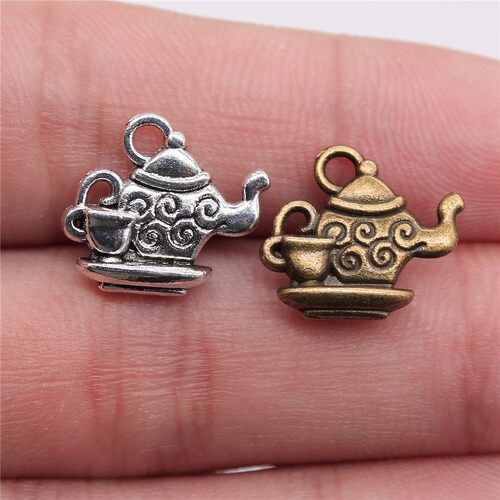 10个/包 13x15mm 多色DIY饰品配件 茶壶茶杯茶具吊坠 ABD-C10817