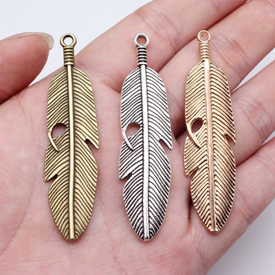 5个/包 59x16mm 多色锌合金材质 饰品配件 羽毛吊坠 ABD-C10316