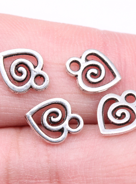 40个/包 10x7mm 多色锌合金材质 旋涡爱心吊坠 ABD-C15077