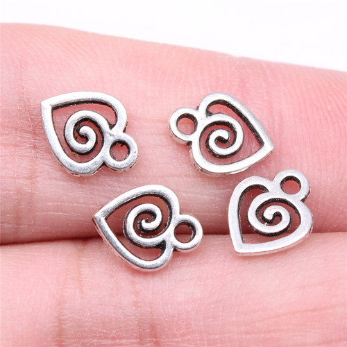 40个/包 10x7mm 多色锌合金材质 旋涡爱心吊坠 ABD-C15077
