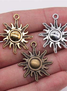 10个/包 28x25mm 多色锌合金材质 太阳吊坠 ABD-C10359