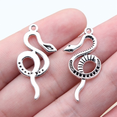 10个/包32x16mm古银色DIY饰品配件可点水钻蛇吊坠